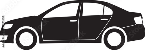 Modern car silhouette in black and white for design use