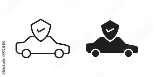 Auto insurance icons collection glyph and mixed vector Illustrations
