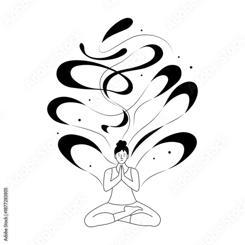 A hand drawn style illustration of lotus pose