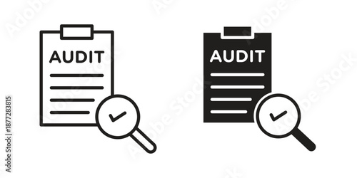 Audit report icons collection glyph and mixed vector Illustrations