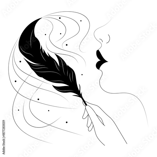 An illustration of quill pen designed in doodle style