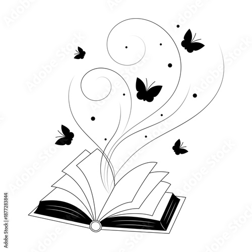 An illustration of book designed in doodle style