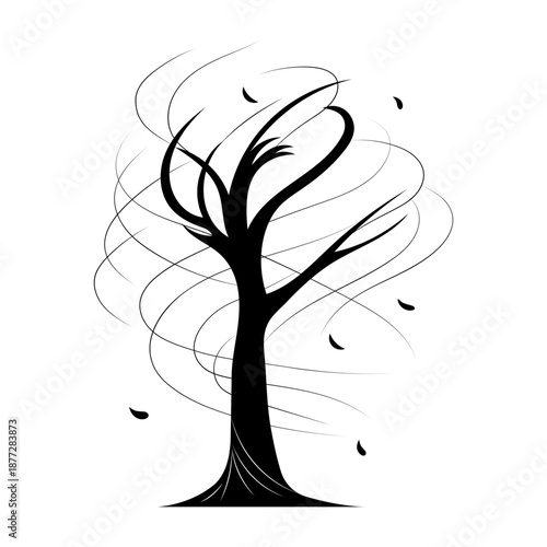 An illustration of tree designed in doodle style