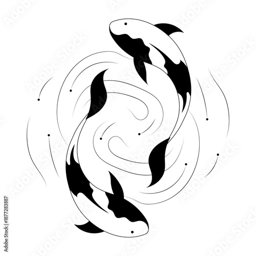 A hand drawn style illustration of pisces symbol