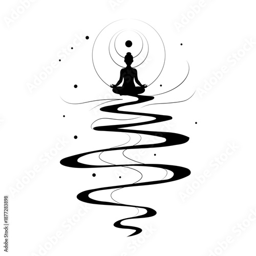 An illustration of moonlight sitting designed in doodle style