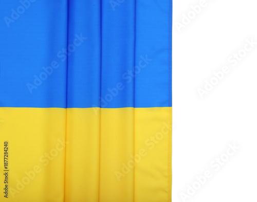 Folded Ukrainian flag on wh...