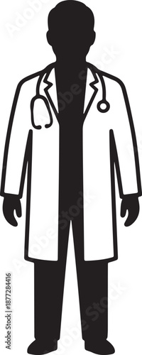 Medical professional in lab coat and stethoscope standing