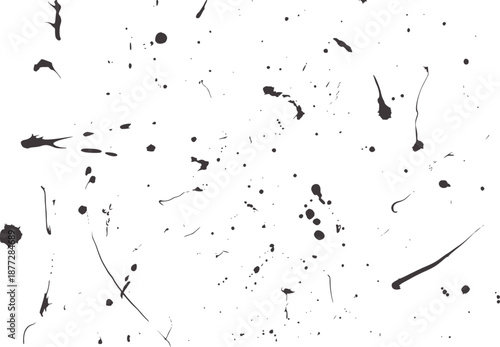 Black and abstract ink splatter texture with varied droplets and streaks