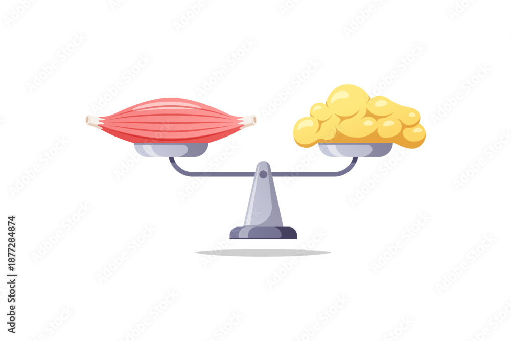 custom made wallpaper toronto digitalMuscle and fat on weight scale vector isolated on white background.