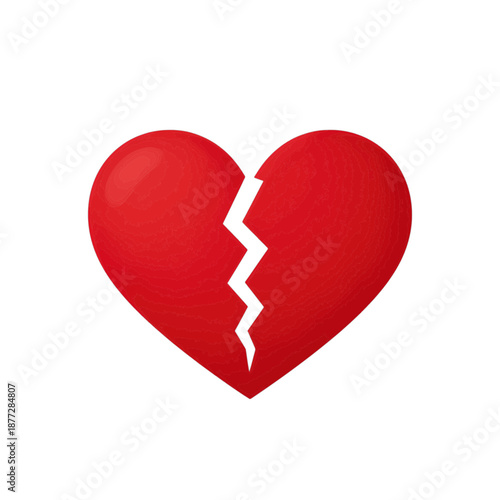 Broken red heart vector icon.