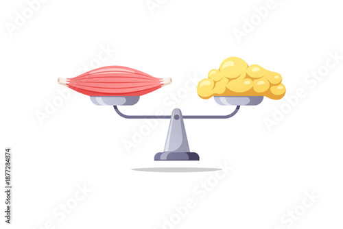 Wallpaper Mural Muscle and fat on weight scale vector isolated on white background. Torontodigital.ca