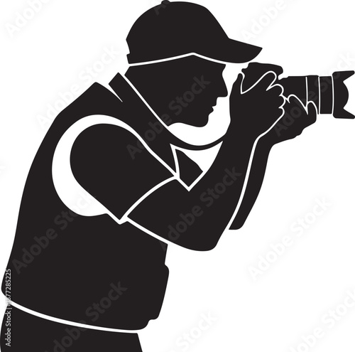 Professional photographer taking pictures with camera equipment