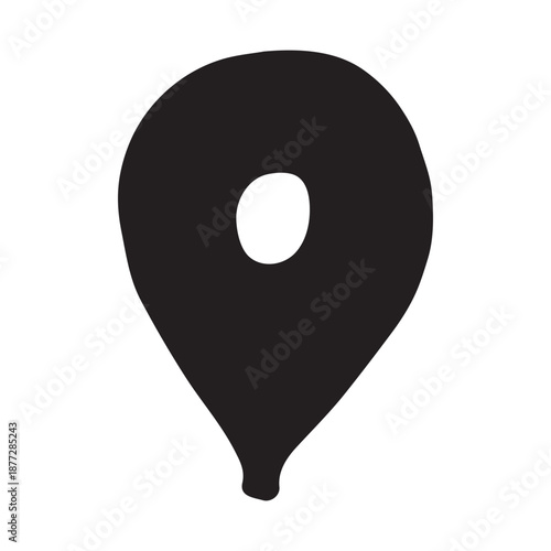 Hand drawn map pin Map marker pointer sign GPS and mapping tools Location pin symbol Pinpoint clipart in doodle style Single element for web, design