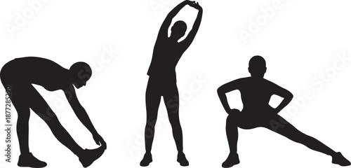 People stretching and exercising in different poses