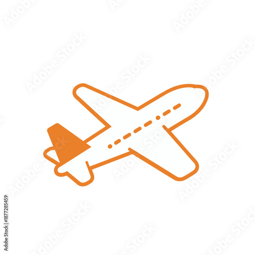 Flat vector icon of a commercial airplane.