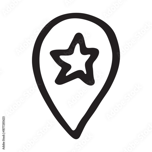 Hand drawn map pin Map marker pointer sign GPS and mapping tools Location pin symbol Pinpoint clipart in doodle style Single element for web, design