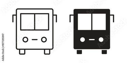 Bus icons collection glyph and mixed vector Illustrations