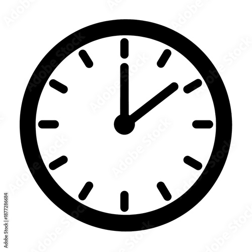 Minimalistic analog clock face vector icon.