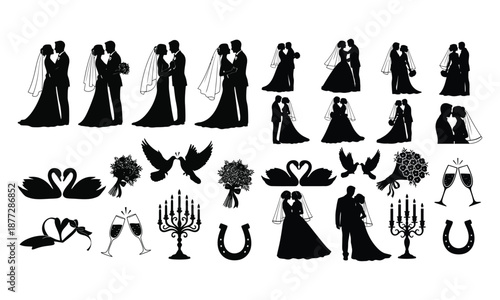 Wedding silhouette collection: love symbol prince & icons