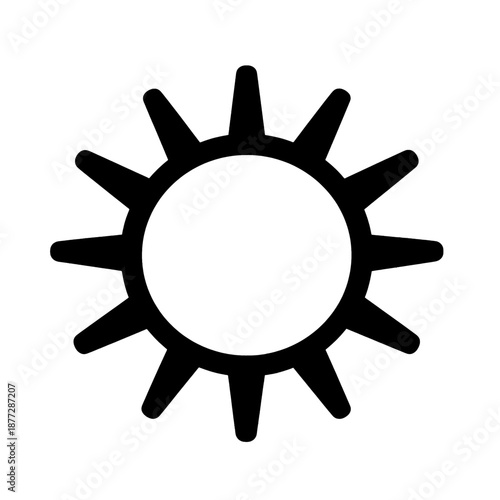 Sun vector icon with bold rays.
