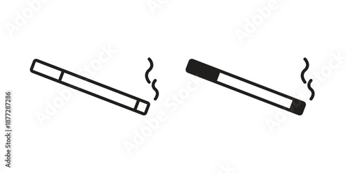 Cigarette icons collection glyph and mixed vector Illustrations