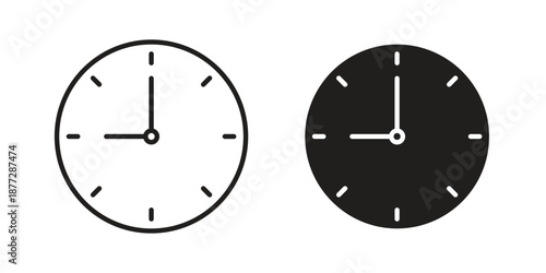 Clock icons collection glyph and mixed vector Illustrations