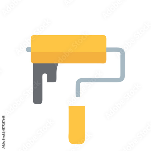 Isolated yellow paint roller graphic on black background