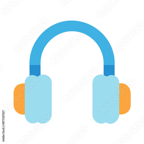 Blue winter earmuffs icon illustration isolated on black background