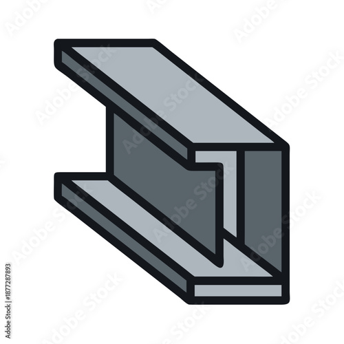 Illustration of a steel I-beam on a black background