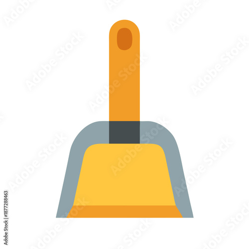 Simple yellow dustpan illustration on black background for cleaning