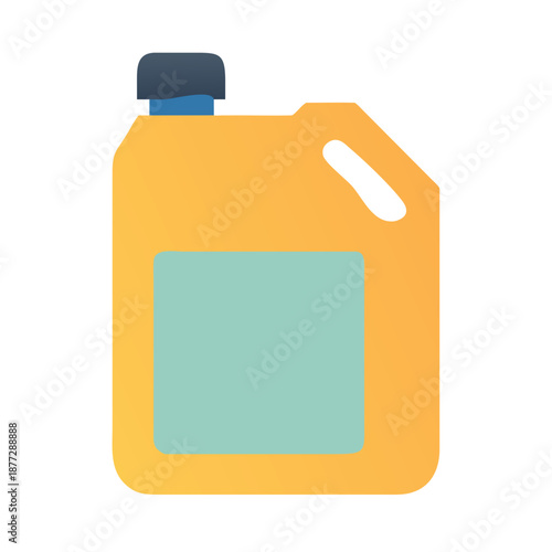 Flat design yellow gallon container with blue accent on black