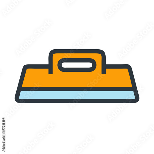 Orange glass cleaning squeegee on a black background icon