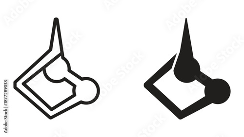 Simple geometric shapes with pointed tops and circular elements