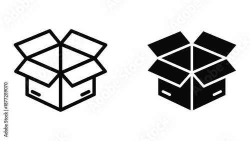 Open cardboard box illustration on white background