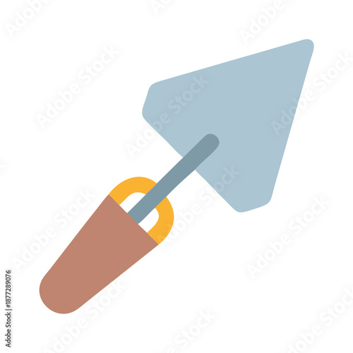 Illustration of light blue trowel for construction and building
