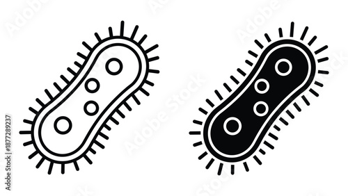 Simple black and white illustration of bacteria cells