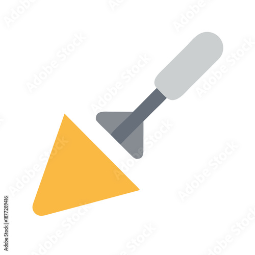 Yellow trowel tool isolated on black background illustration icon