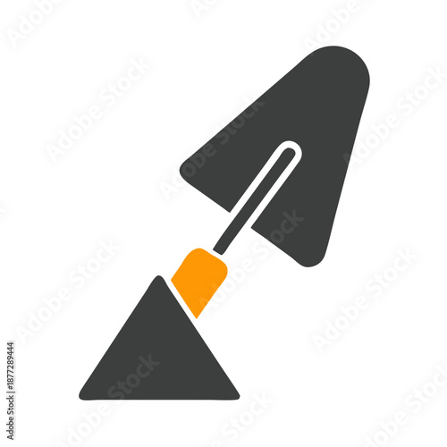 Isolated trowel icon against black background for construction work