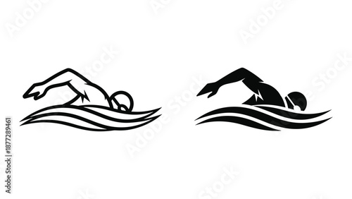 Swimmers in action, swimming illustration