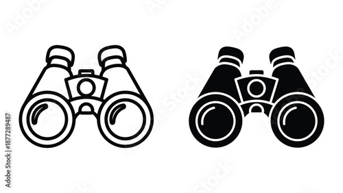 Simple black and white binocular illustration