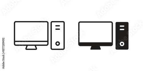 Desktop icons collection glyph and mixed vector Illustrations