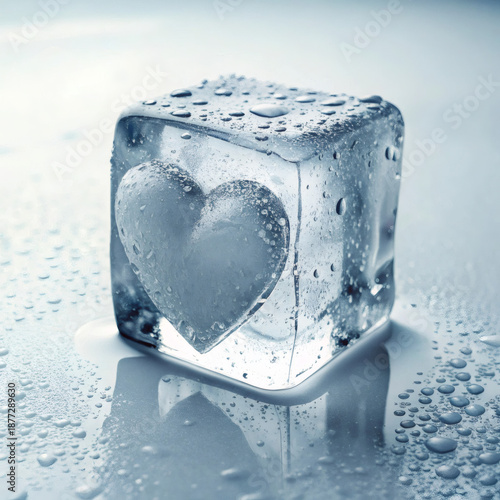 ice cube on blue background