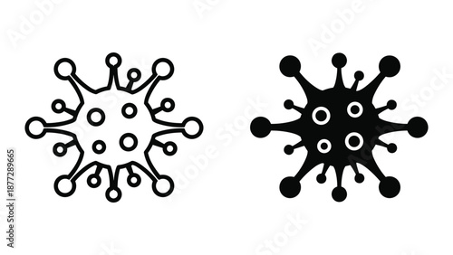 Virus icon set in black and white