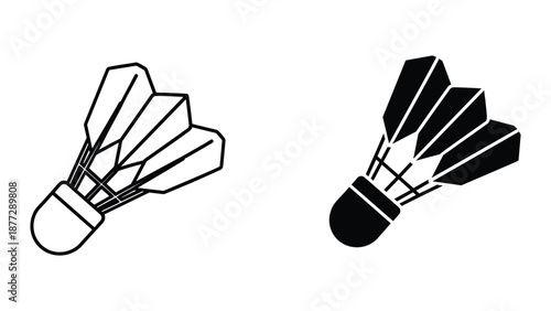 Badminton shuttlecock illustration in black and white