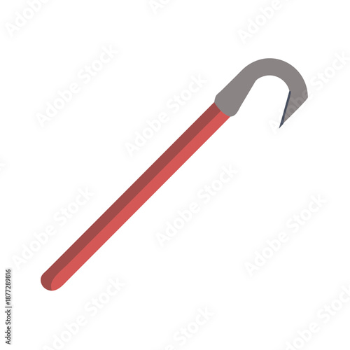 Simple crowbar illustration with red handle on black background
