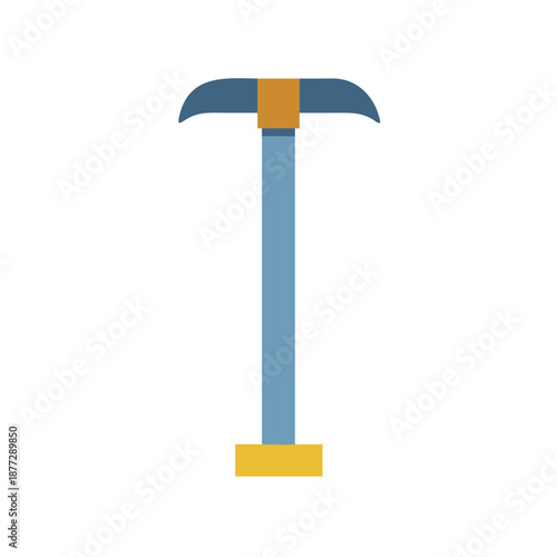 Stylized blue and yellow pickaxe isolated on black background