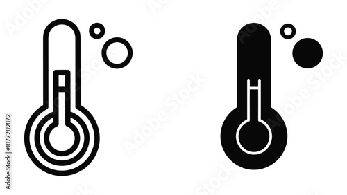 Thermometer icon set for temperature measurement
