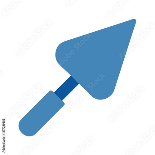 Blue trowel on black background for construction or building