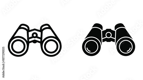 Pair of binoculars icons in different styles
