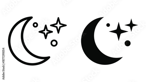 Crescent moon and stars illustration